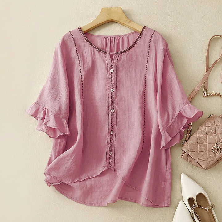 Gia™ | Pattern Ruffle Sleeve Blouse