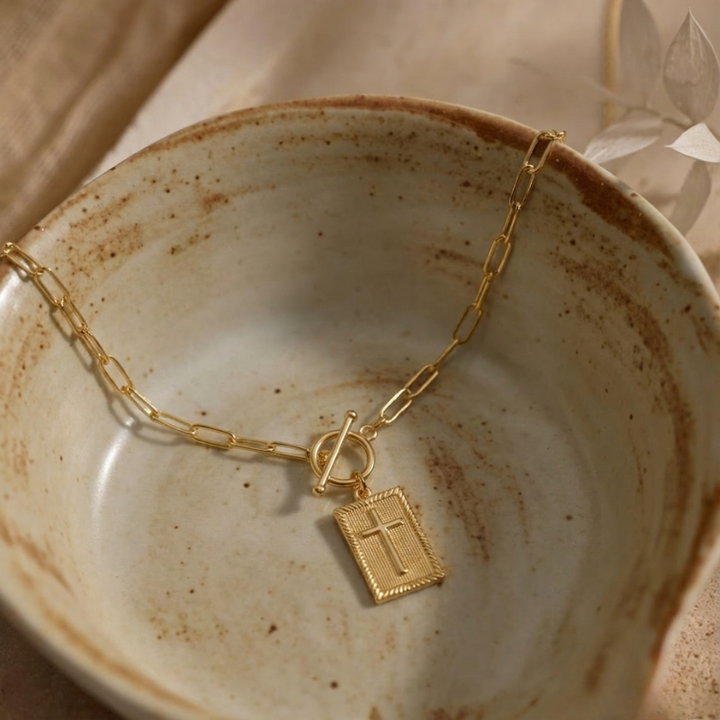 Paperclip Cross Necklace