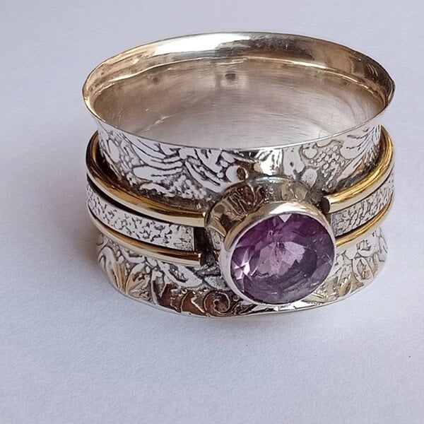 Silver Boho Crystal Ring