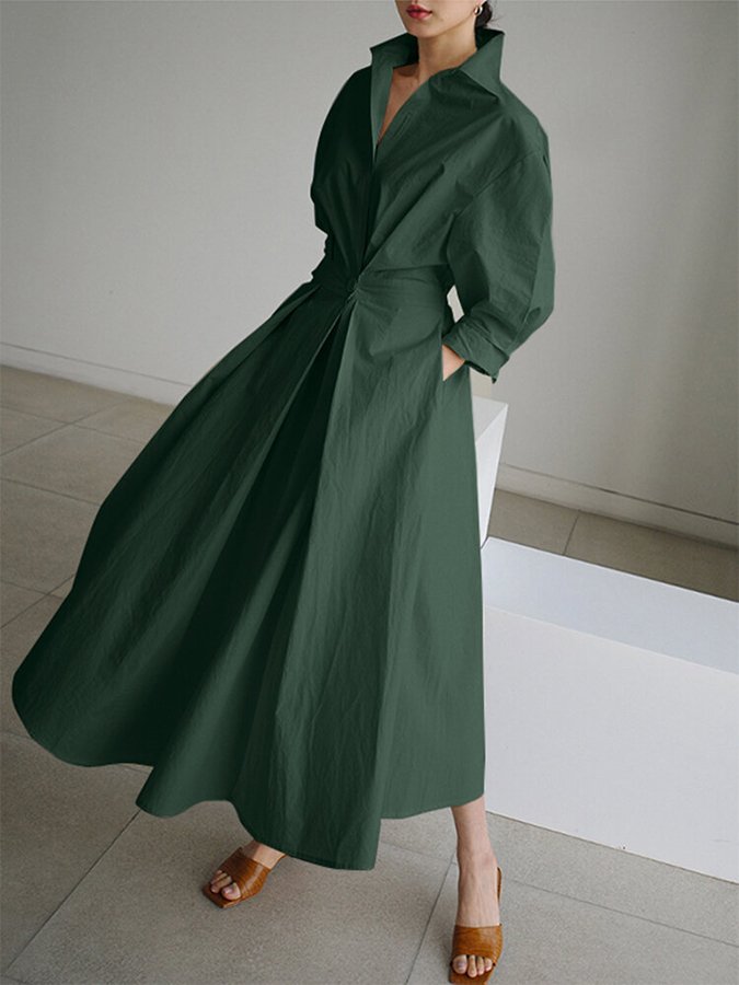Zoey | Women’s Elegant Belted Shirt Maxi Dress