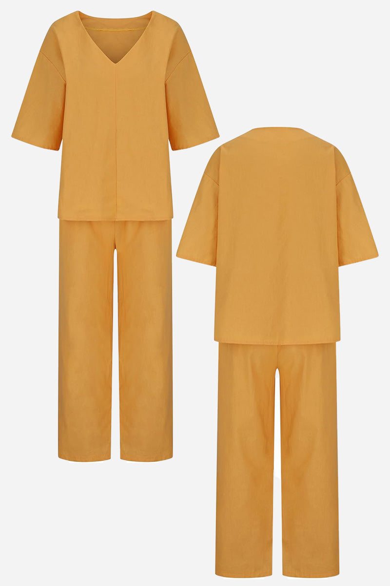 Carmen | Women's V-Neck Batwing Top and Straight-Leg Pants Set