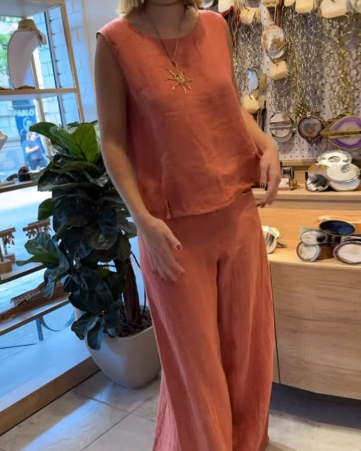 Sienna | Women's 2 Piece Set Sleeveless Top Wide Leg Pants