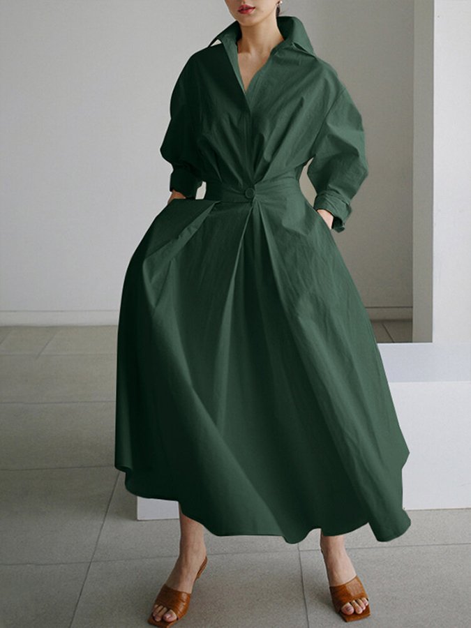 Zoey | Women’s Elegant Belted Shirt Maxi Dress