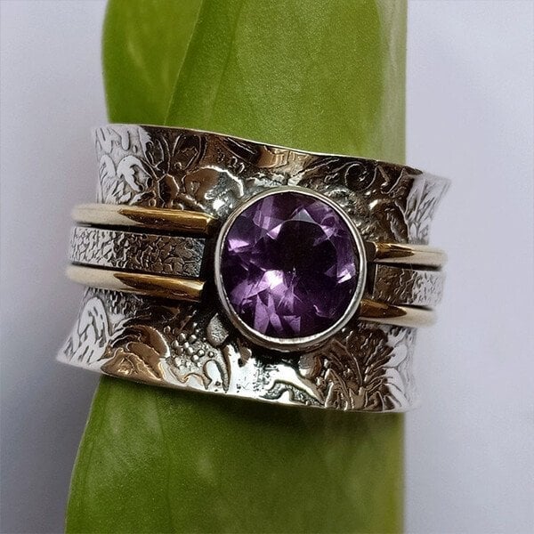 Silver Boho Crystal Ring