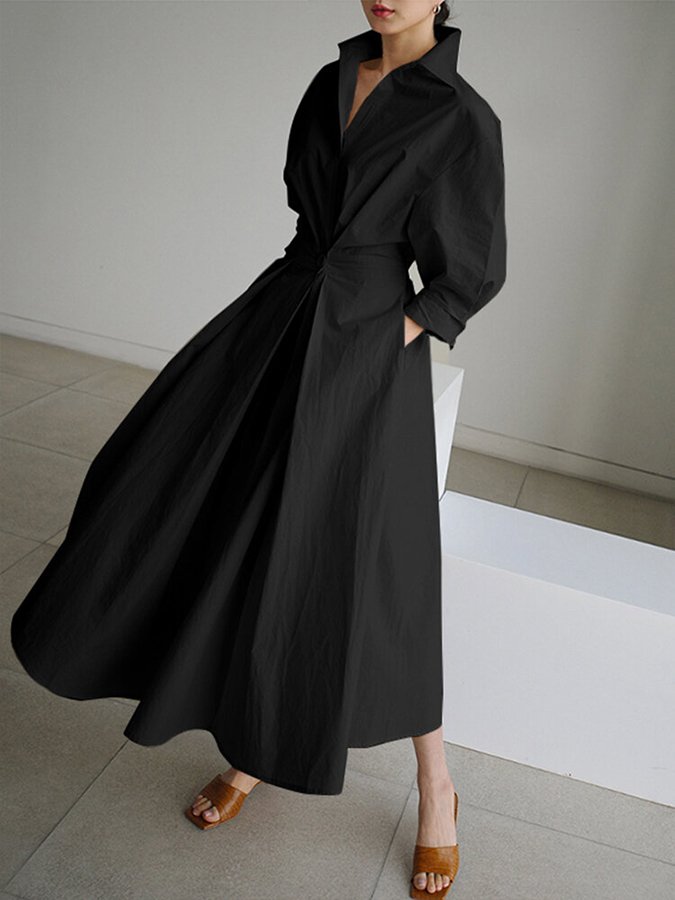 Zoey | Women’s Elegant Belted Shirt Maxi Dress