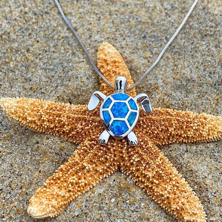 Opal & Silver Sea Turtle Necklace and Earring Set