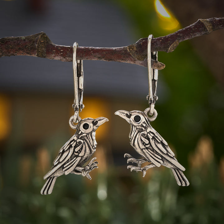 Vintage Raven Leverback Earrings