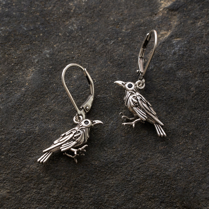 Vintage Raven Leverback Earrings