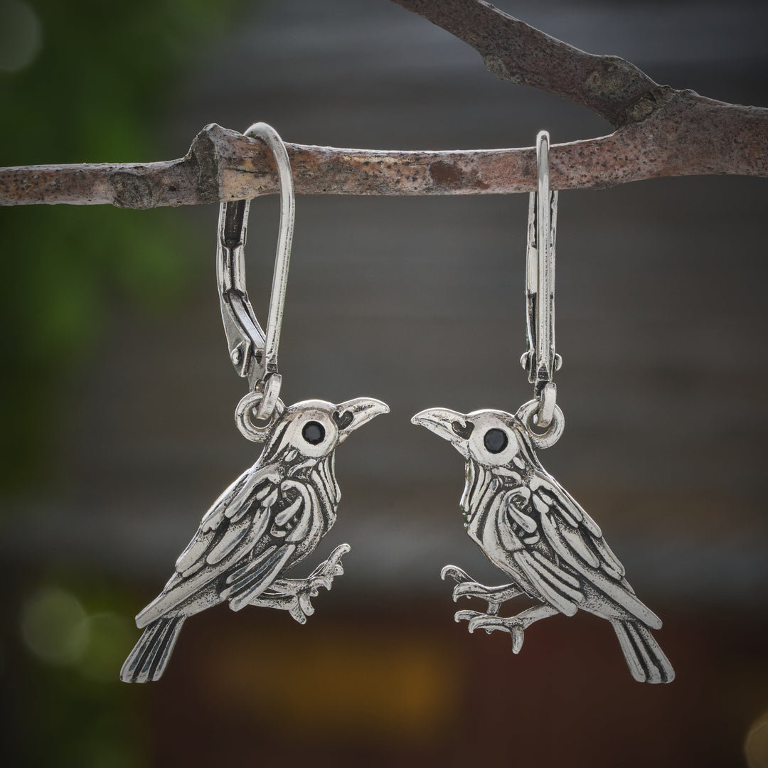 Vintage Raven Leverback Earrings