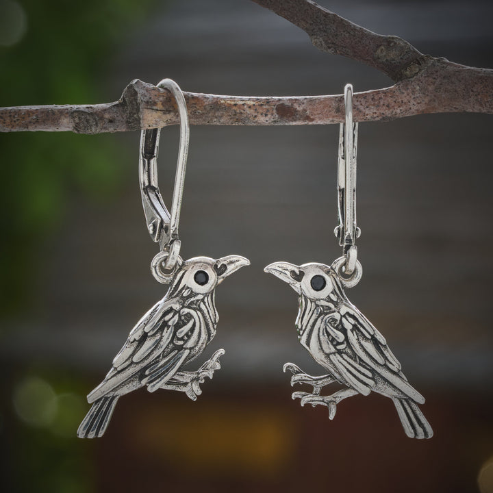 Vintage Raven Leverback Earrings