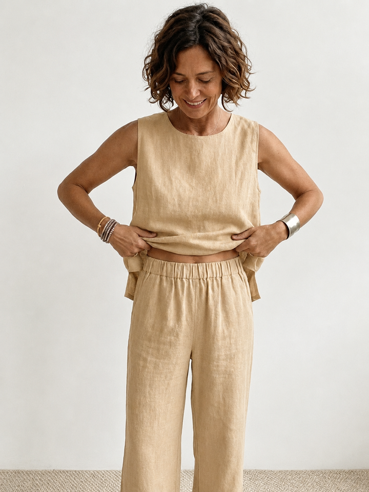 Olivia | Women's Sleeveless Tank Top and Wide-Leg Pants Set