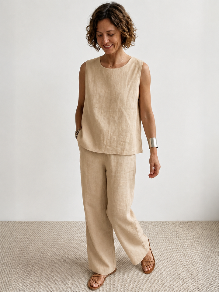 Olivia | Women's Sleeveless Tank Top and Wide-Leg Pants Set