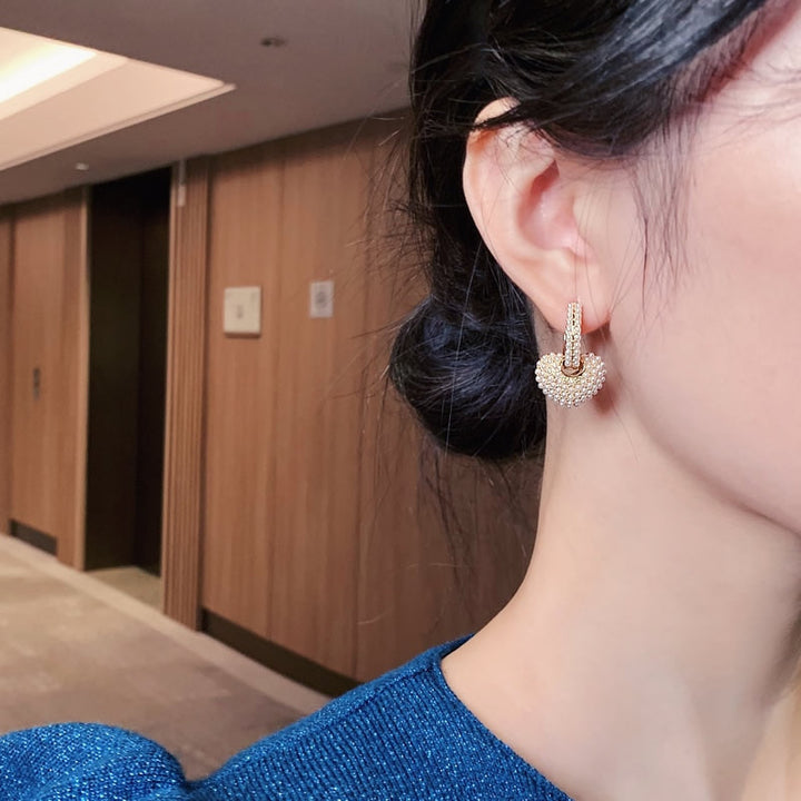 Unique 2 in 1 Heart Pearl Earrings