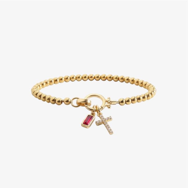 Birthstone Cross Bracelet
