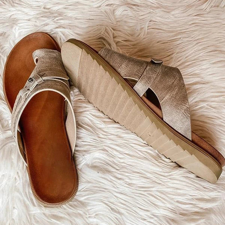 Roma | Women's Flat Toe Ring Sandals Slip-On Boho Summer Slides