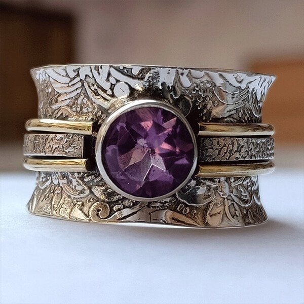 Silver Boho Crystal Ring