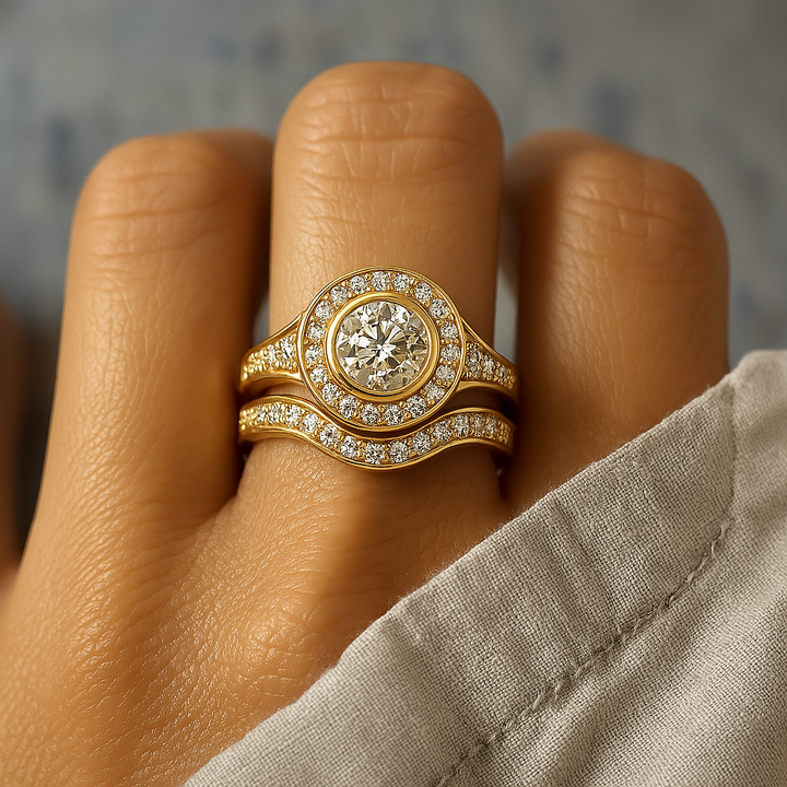 Vintage Gold & Zirconia Ring Set