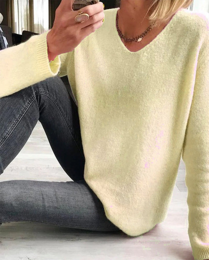 Evelina | Women's V Neck Long Sleeve Sweater