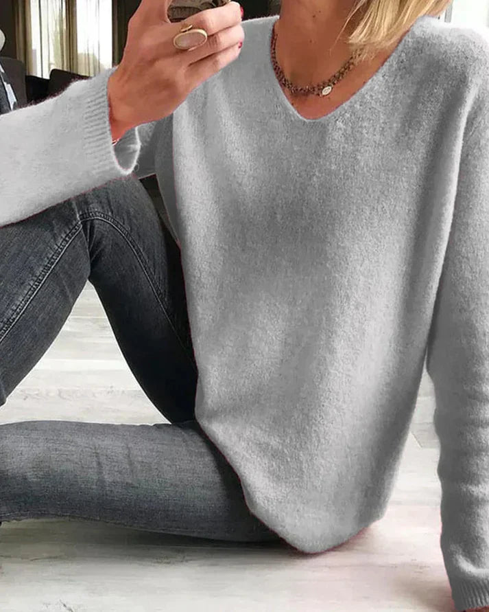 Evelina | Women's V Neck Long Sleeve Sweater