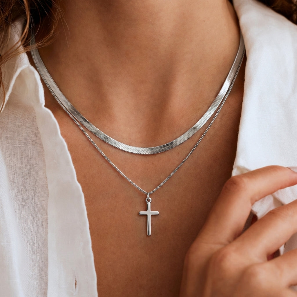 Herringbone Cross Necklace
