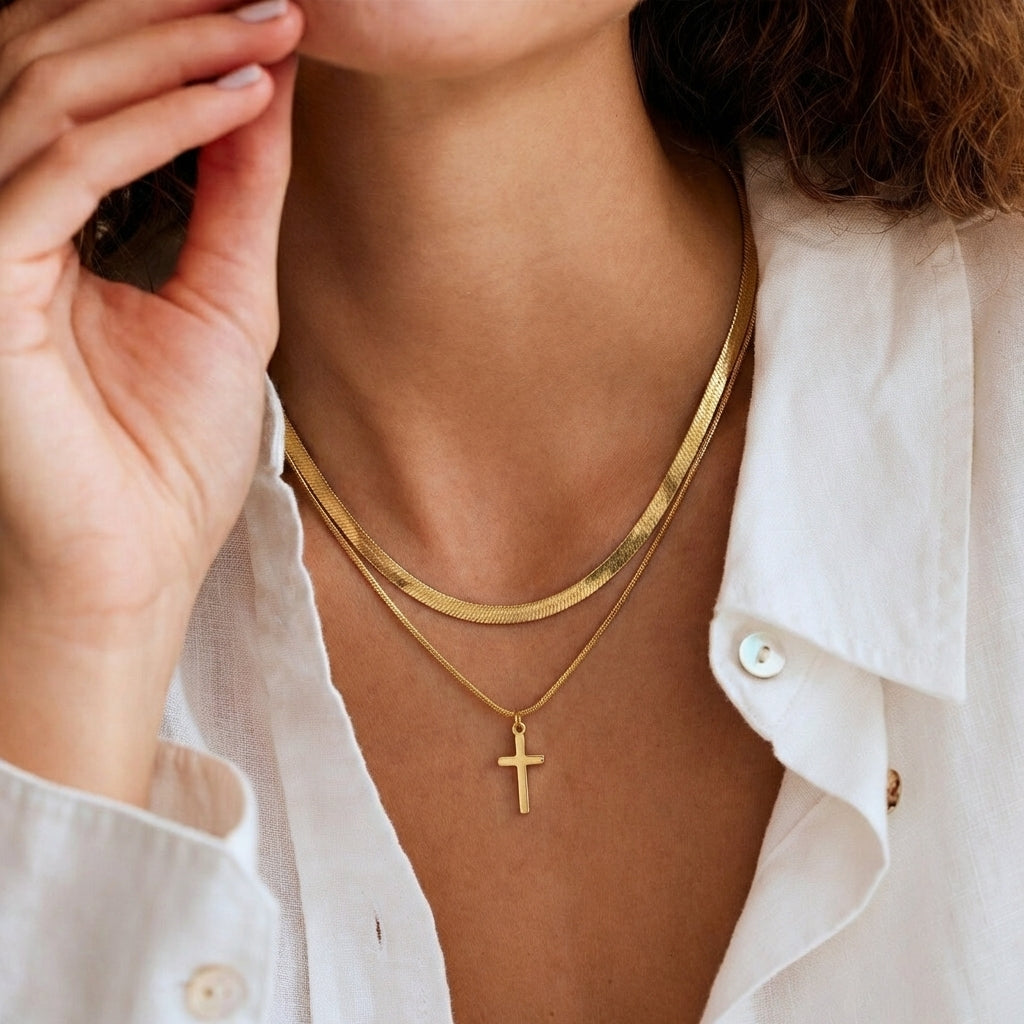 Herringbone Cross Necklace