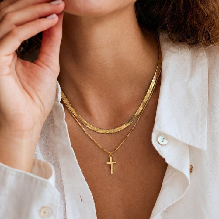 Herringbone Cross Necklace