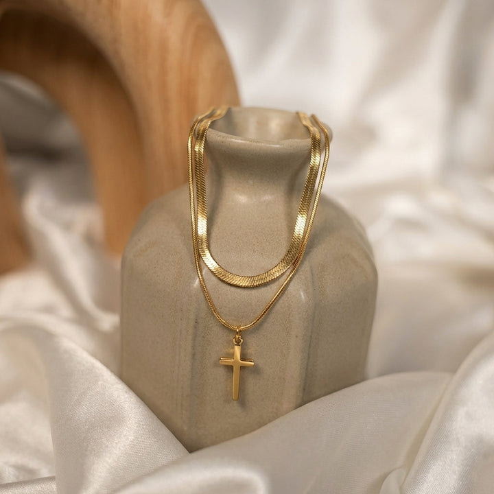 Herringbone Cross Necklace