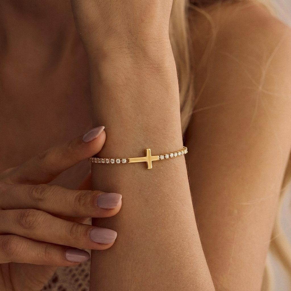 Classic Cross Tennis Bracelet