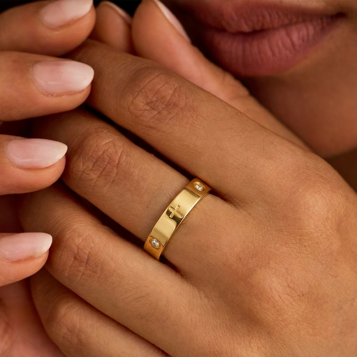 Crystal Cross Ring