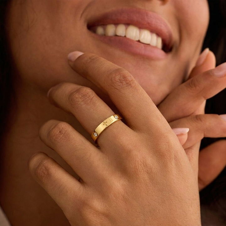 Crystal Cross Ring