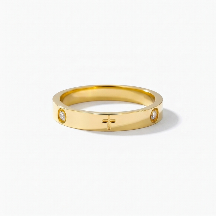 Crystal Cross Ring