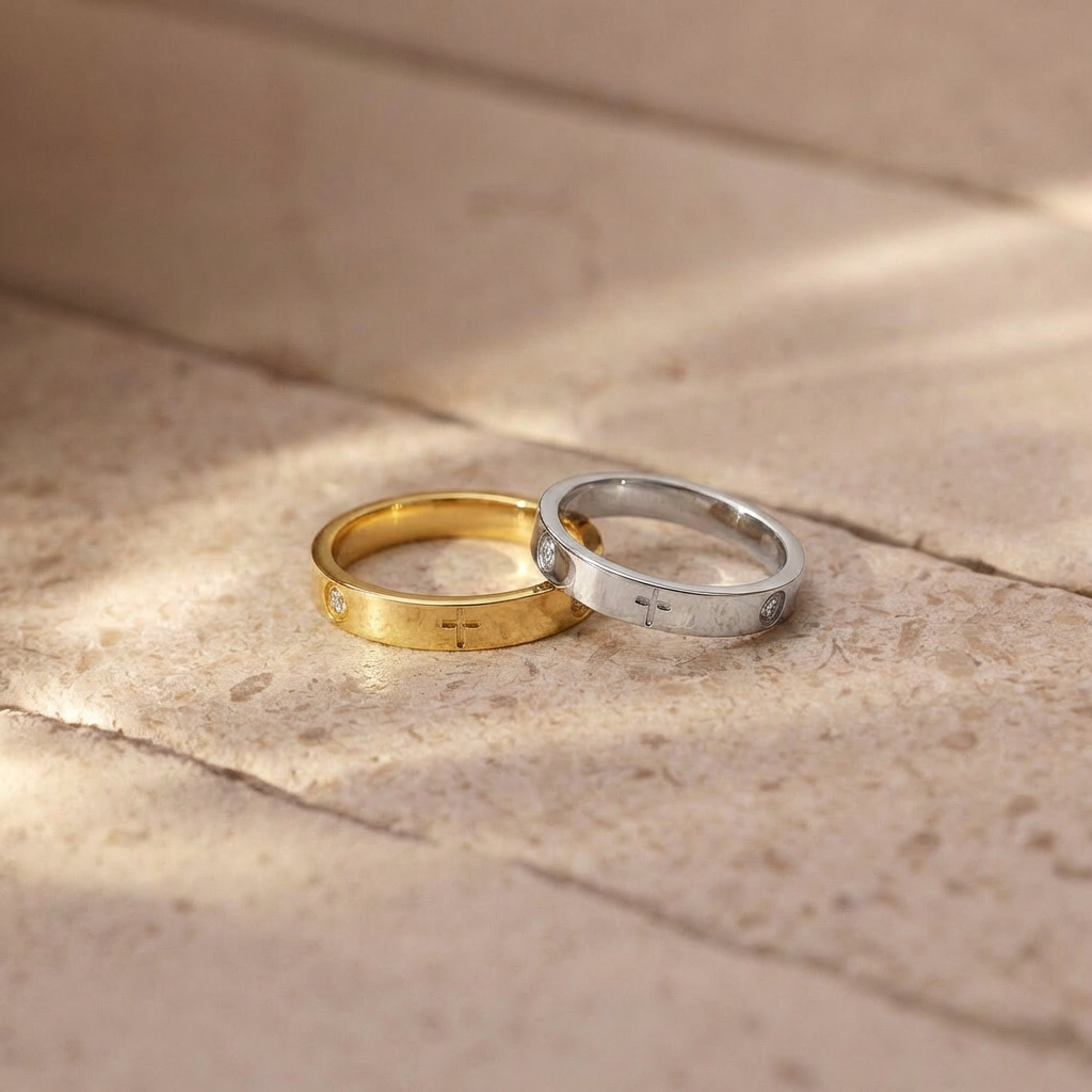 Crystal Cross Ring