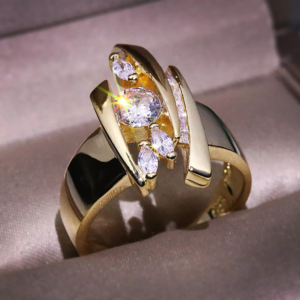 Spark - Golden Zirconia Ring