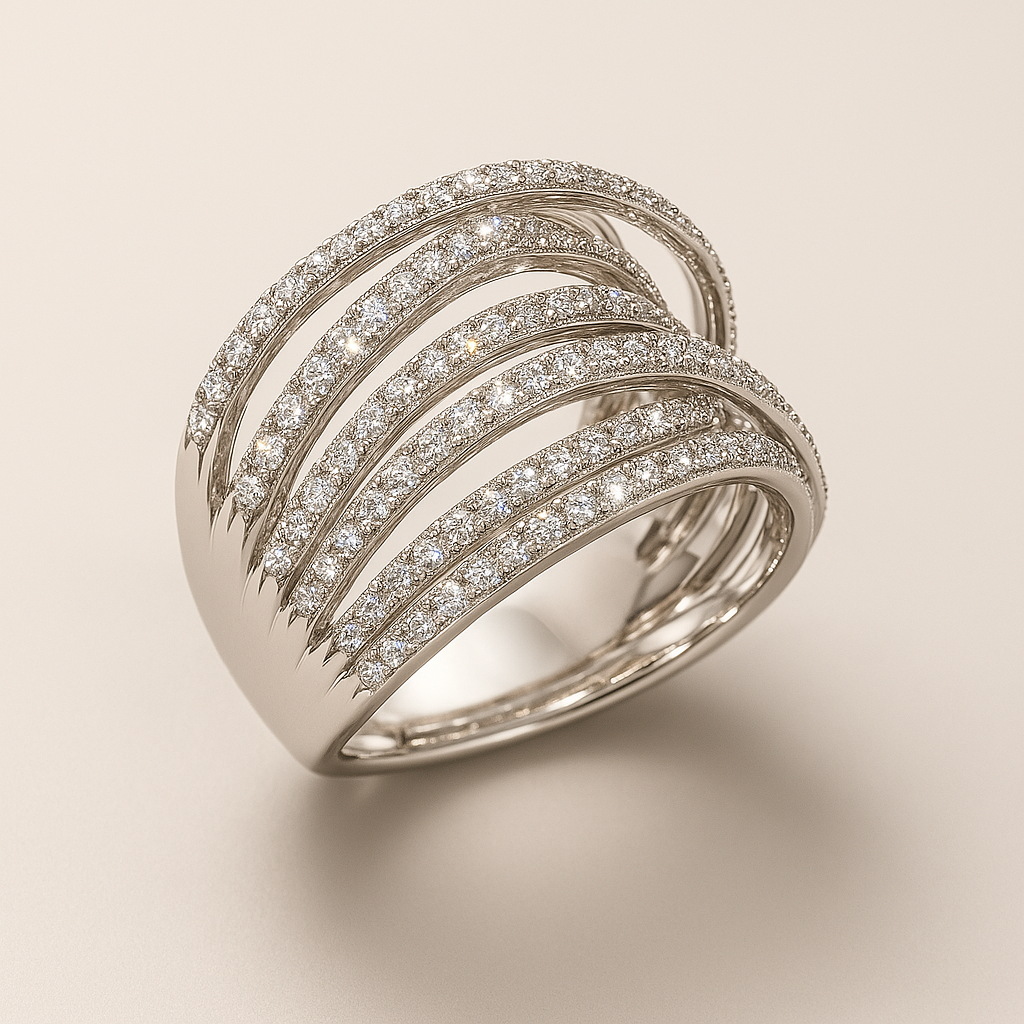 Bliss - Vintage Layered Zirconia Silver Ring
