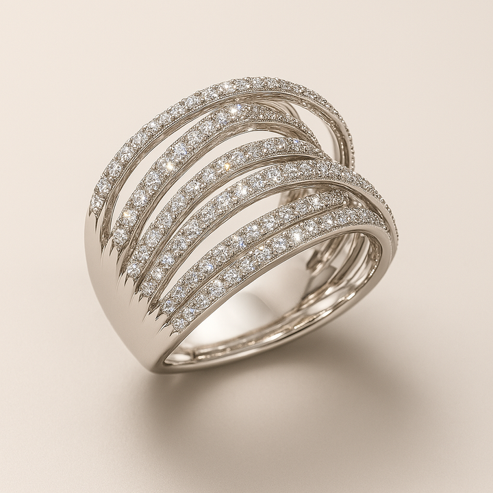 Bliss - Vintage Layered Zirconia Silver Ring