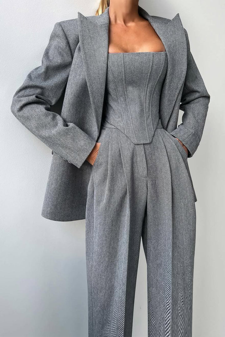 Imogen | Women's Herringbone Three Piece Suit Set