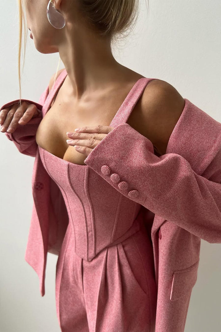 Imogen | Women's Herringbone Three Piece Suit Set