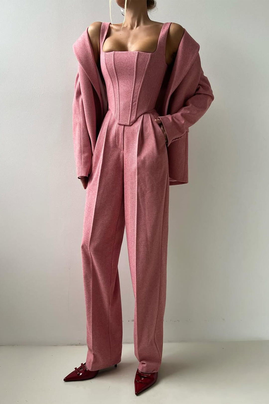 Imogen | Women's Herringbone Three Piece Suit Set