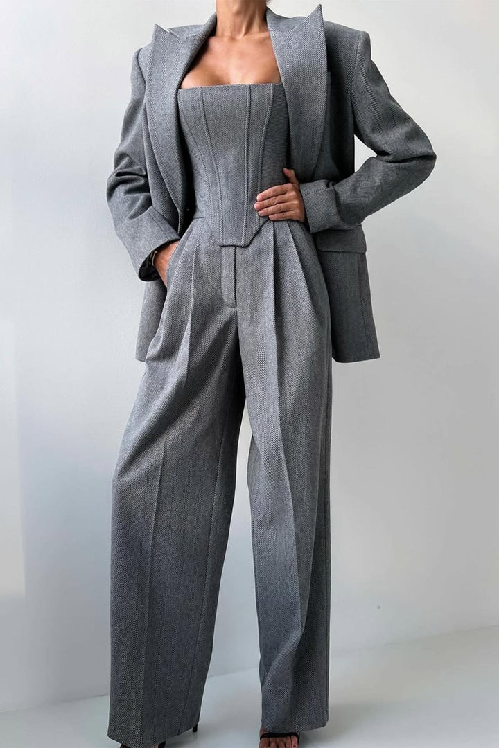 Imogen | Women's Herringbone Three Piece Suit Set