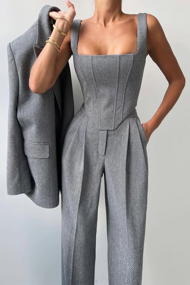 Imogen | Women's Herringbone Three Piece Suit Set