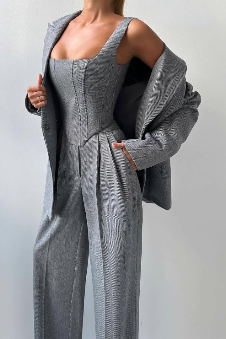 Imogen | Women's Herringbone Three Piece Suit Set
