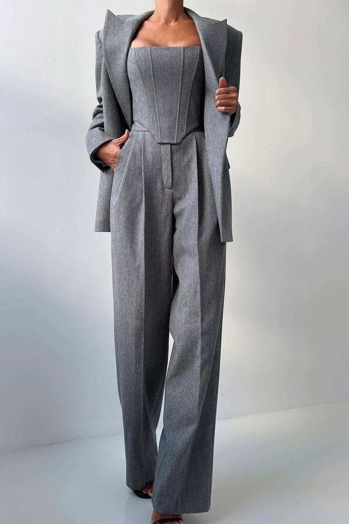 Imogen | Women's Herringbone Three Piece Suit Set