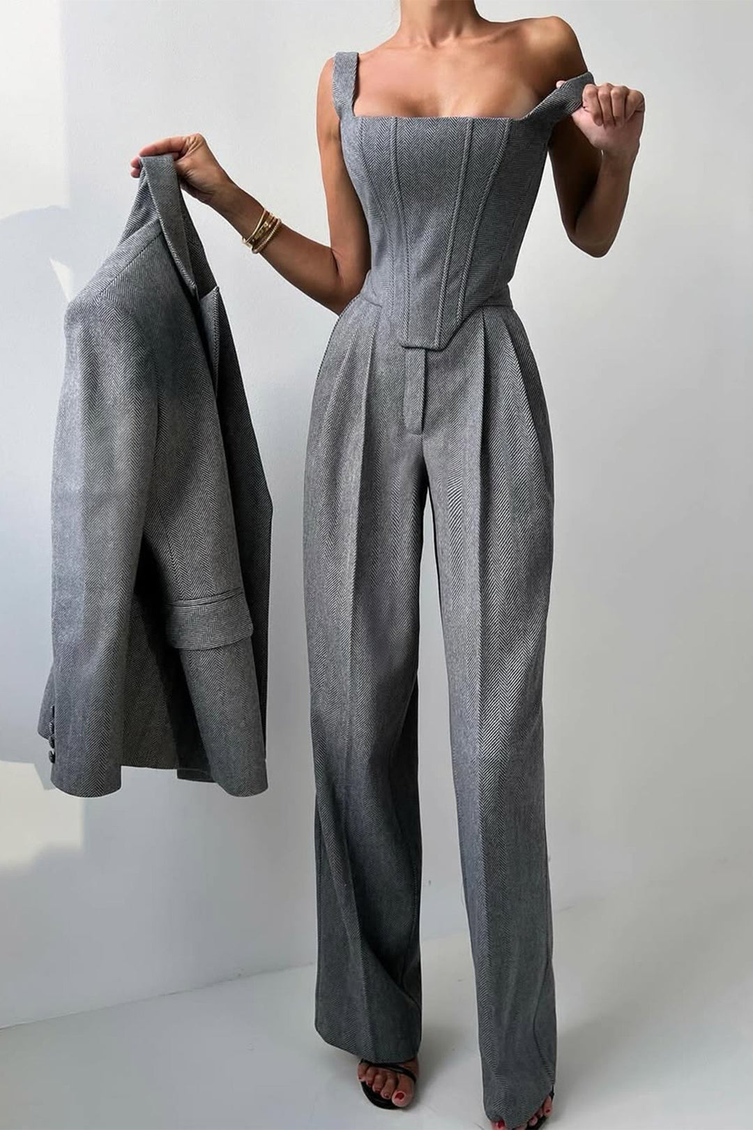 Imogen | Women's Herringbone Three Piece Suit Set