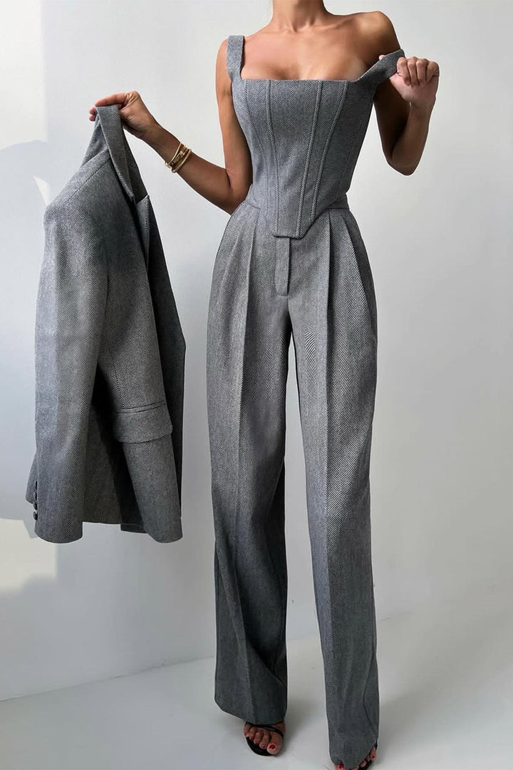 Imogen | Women's Herringbone Three Piece Suit Set