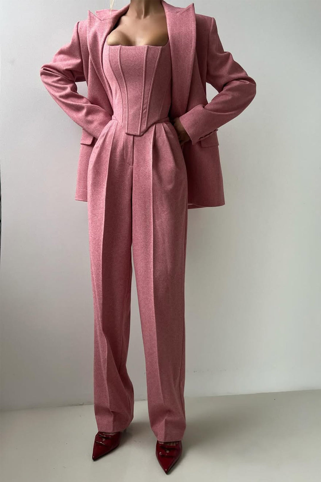 Imogen | Women's Herringbone Three Piece Suit Set