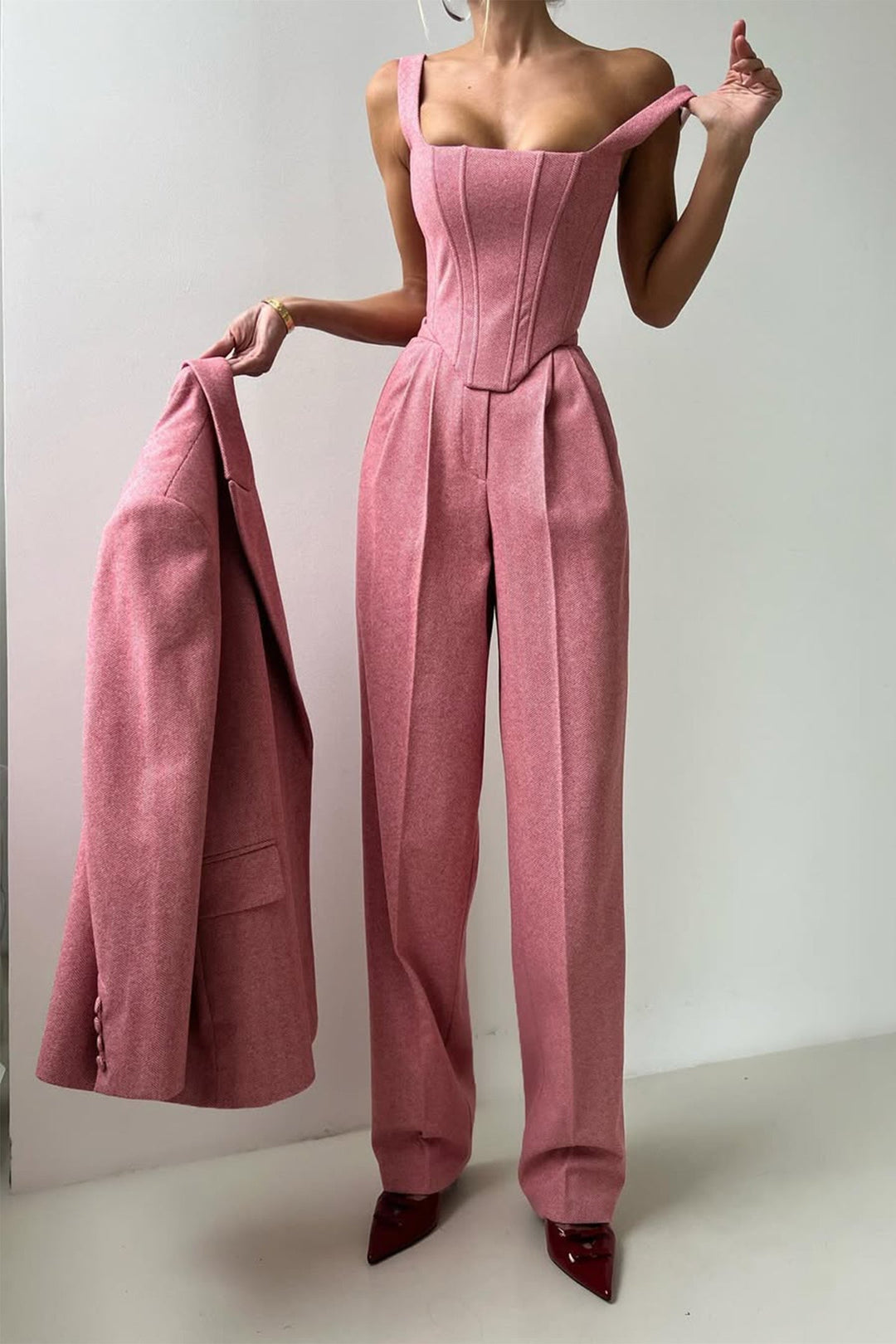 Imogen | Women's Herringbone Three Piece Suit Set