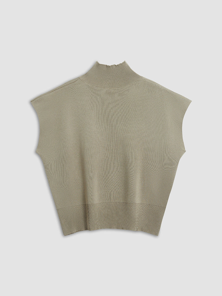 Noira | Women's Mock Neck Sleeveless Top Padded Shoulder Vest