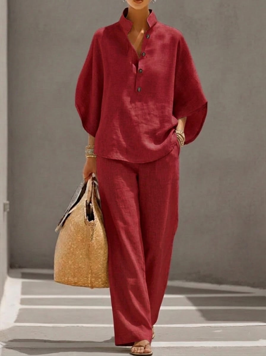 Nadia | Women's 2 Piece Set Batwing Top Wide Leg Pants