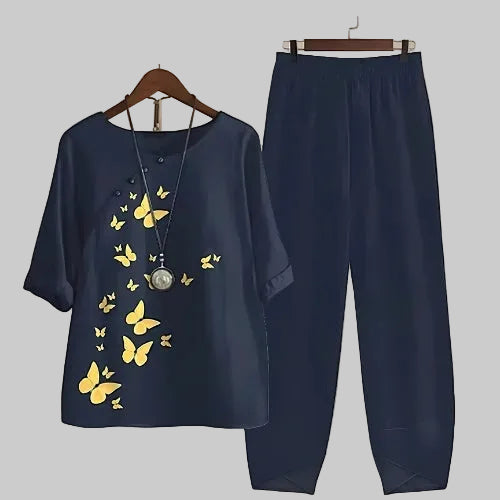 Persephone | Women's Butterfly Print Two Piece Set
