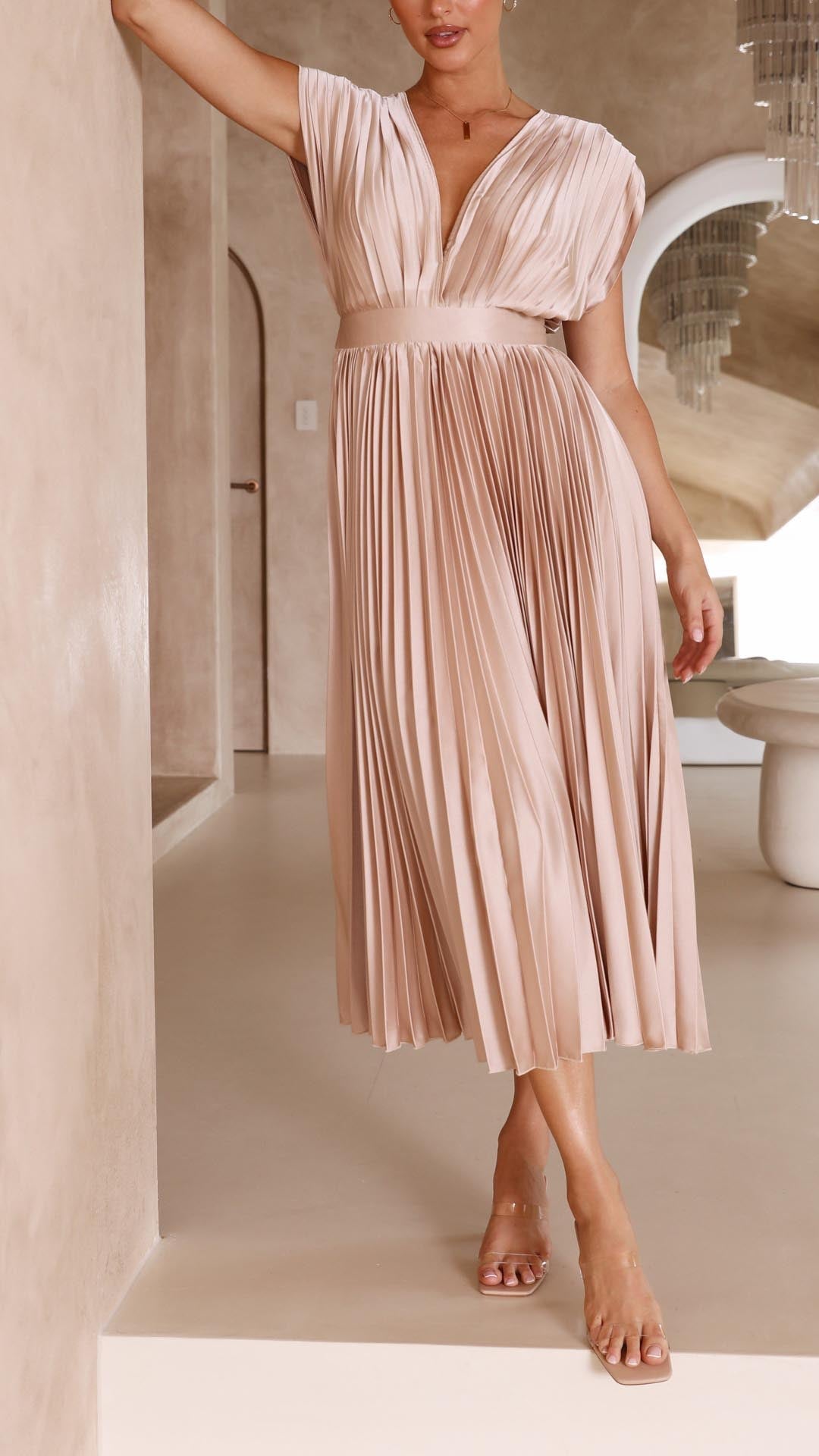 Kaitlyn | Elegant Pleated Wedding Guest Dress